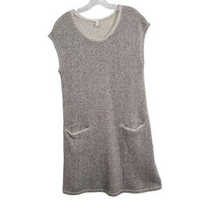Eileen Fisher M Dress Sweater Organic Cotton Knit Pockets Shift Casual Chic